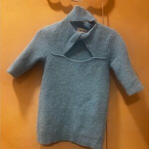 Ganni Soft Blue Cowl Neck Sweater
